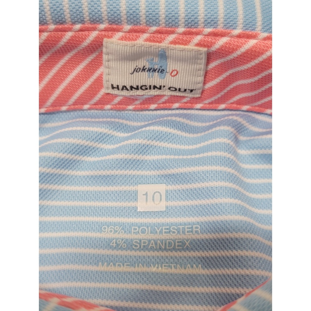 Johnnie-O Boys Hangin Out Striped Polo Shirt Lot of 2 Pink Blue Size 10 JBP02620 - Picture 8 of 12
